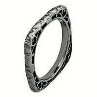 Sklopivi kvadratni prsten od srebrnog srebra s crnim premazom