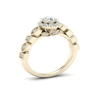 3 8CT TDW Diamond 10K žuti zlatni halo zaručnički prsten