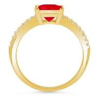 1,66-karatni rez princeze ružičasti imitirani Turmalin od žutog zlata 14k s graviranjem Izjava o godišnjici vjenčanja vjenčani prsten