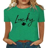 Ženska majica s okruglim vratom, ljetni vrhovi, majica s printom, udoban pulover za plažu, tintno zelena, kratkih rukava, kartica