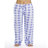 Ženska pidžama od mekog kariranog donjeg dijela s elastičnim strukom udobna odjeća za spavanje hlače za spavanje s kravatom ljubičasta