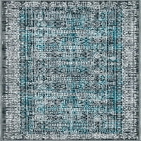 Jedinstveni tkalački stan plemenski Aarhus tepih sivo-plava 2 ' 6 ' trkač rubnik prijelazno Savršeno za kupaonicu blatobrana Praonica