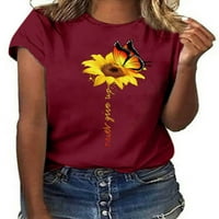 Ženska majica s printom leptira u obliku slova majica s cvjetnim printom boemski pulover praznična majica bez veličine u obliku slova