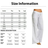 Ženske ljetne Ležerne lanene hlače Plus size, široke lanene hlače s niskim usponom i džepovima, boja kave
