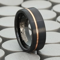 Muški zaručnički prsten od crnog volframovog karbida u boji ružičastog zlata
