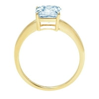 Vjenčani prsten za godišnjicu od 18k žutog zlata s 2,0 karatnim plavim imitiranim dijamantom asssher, veličine 6,5