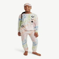 Justice Girls Dugi rukav posada s jogger hlačama i maska ​​za spavanje s 3-dijelom pidžame set za spavanje, veličine 5-18Plus