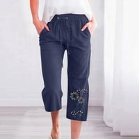 Nudi trendi sportske hlače za Žene, Ležerne rastezljive hlače s printom, ravne hlače širokih nogavica s džepom na svjetlu