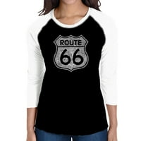 Ženska bejzbolska majica s natpisom Raglan u stilu pop art grada duž legendarne rute 66