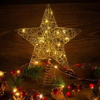 Božićno drvce sa sjajnom zvijezdom, Božićni ukrasi za dom, vrh božićnog drvca, zlato
