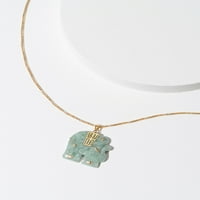 Zauvijek aspekte originalne Jade isklesane ogrlice slona u 18k zlata preko srebra sterlinga