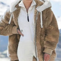 Oversize kaput od flisa za žene s patentnim zatvaračem dugih rukava jakna s kapuljačom zimski topli kaput od šerpe Plus veličine