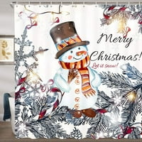 Božićna zavjesa za tuširanje s crtanim snjegovićem i božićnim drvcem kupaonica s kukama vodootporne zavjese za kupaonicu od poliesterske