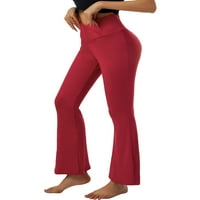 Ženske Ležerne joga hlače visokog struka, prekrižene trenirke za vježbanje za kontrolu trbuha, lepršave hlače ravnih nogavica