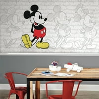 Cimerice klasični Disnejski Mikki Mouse s crnim, crvenim i žutim tapetama nanesenim raspršivačem i zalijepljenim na zid.