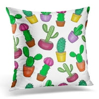 Zelene vrećice za prodaju tropskih kaktusa u crtanom ravnom stilu, bijela jastučnica u botaničkom stilu, jastučnica za jastuke, navlaka