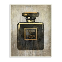 Stupell Industries modni dizajner parfem Crno zlato teksturirana akvarelna zidna ploča Amanda Greenwood