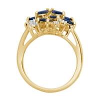 Prsten od žutog zlata od 18 karata s licima na vrhu prstena od srebra, odrasla žena