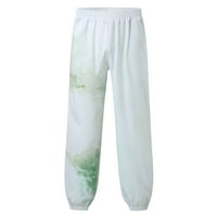 Muške lanene Ležerne hlače s elastičnim pojasom s printom za plažu za jogu