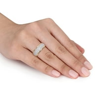 Donje prsten Miabella T. G. W. Semi-Eternity bijele boje s муассанитом i žutog zlata s bljeskalicom, pokriveno стерлинговым srebrom
