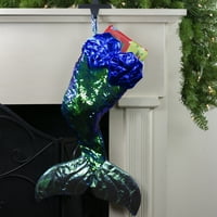 24 Zelena i Crna šljokica iridescentna božićna čarapa