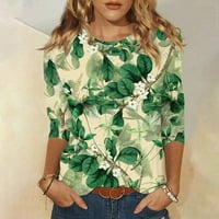 Rasprodaja 2 ženske ljetne majice s rukavima od tri četvrtine modni Cvjetni print jesenske Ležerne bluze s okruglim vratom udobne