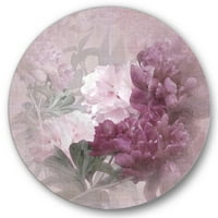 Dizajnerska umjetnost drevni ružičasti i ljubičasti cvjetovi Tradicionalni kružni metalni zidni umjetnički disk od 36