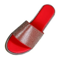 Sjajne japanke s okruglim nožnim prstima ravne sandale za plažu za žene s rhinestones stilske dizajnerske ženske cipele sandale za