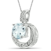 Jewelersclub Carat T.G.W. Akvamarinski i bijeli dijamantni naglasak Sterling Silver privjesak, 18