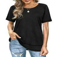 Ženska modna majica s okruglim vratom, jednostavna široka bluza od tunike, ljetna majica kratkih rukava