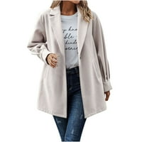 Ženski Blazer Blazer, poslovni casual modni ženski zimski jednobojni sakoi s džepovima, casual odijelo dugih rukava s ovratnikom