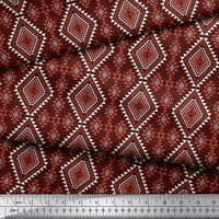 Crvena Poli Georgette tkanina s geometrijskim printom dijamanata i trokuta širine dvorišta