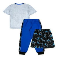 Dječački pidžama Set kratkih rukava, kratkih rukava i hlača, 3 komada, veličine 4 i haskija