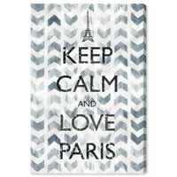 Wynwood Studio tipografija i citati zidne umjetničke platnene tisak 'Ljubav Paris' citati putovanja i izreke - siva, bijela