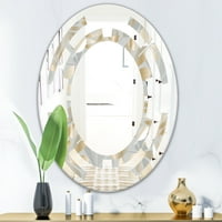 DesignArt 'Zlatni tropski uzorak viii' Moderno ovalno zrcalo - prostor
