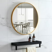 Okruglo zidno ogledalo, okruglo ogledalo za kupaonicu u metalnom okviru za zidni dekor, zlato
