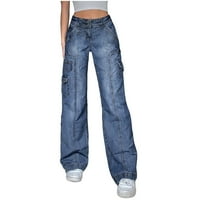 ženske teretne hlače Plus veličine, ženske casual hlače visokog struka, poderane, iste boje, spojene duge Harem hlače, teretne hlače