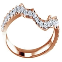 14k okrugli dijamantni prsten sa zaobljenim rubom od punog ružičastog zlata, veličina-12,5