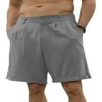Muške lanene kratke hlače s ravnim prednjim dijelom, Ležerne lagane kratke hlače s elastičnim strukom