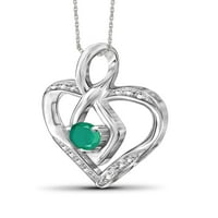 Jewelersclub srebrne ogrlice za srce za žene - ogrlica za srce za žene. Sterling Silver Srce - Smaragdna ogrlica središnjeg dijela,