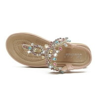 Sandale za žene u donjem rublju; ljetne Ležerne cipele u boemskom stilu s dijamantima u boji; Ležerne udobne sandale s niskim potpeticama