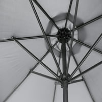 Belle Patio 9ft Vanjski aluminijski popločani kišobran, okrugli kišobran s nagibom gumba i ručicom za sjenu, siva
