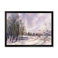 Dizajnerska umjetnost ljubičasti snježni tonovi sa zimskim krajolikom tradicionalni uokvireni umjetnički tisak