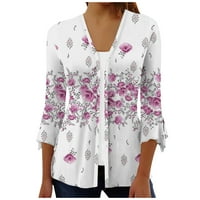 Majice i bluze za djevojčice kardigan s dugim rukavima na kopčanje ženski cvjetni Kardigani za koktele i zabave ružičasti;